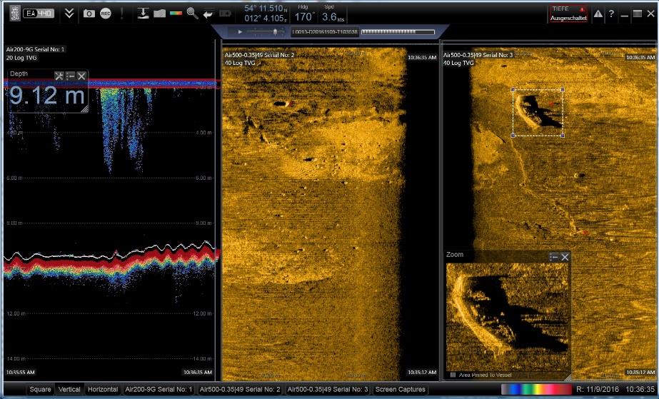 portable and hull mounted side scan sonar survey software