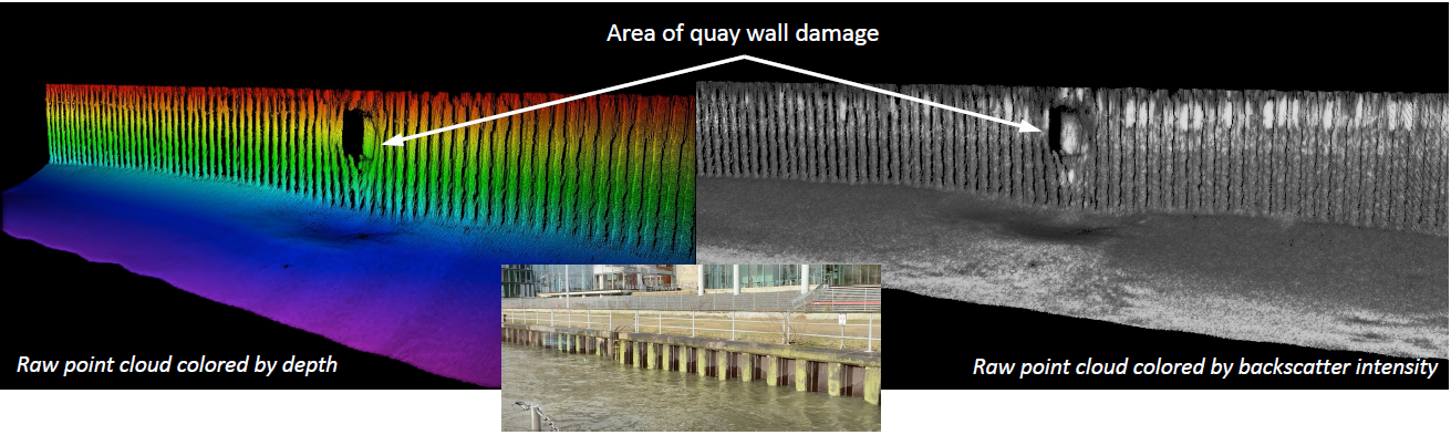 Multibeam Echosounder Helps Ports and Harbours Inspect Quay Wall and Vertical Structures Wall Damage on Point Cloud