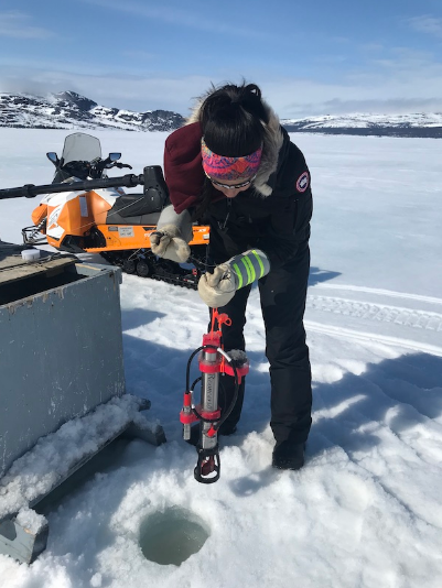 Bridging Local Knowledge and Scientific Monitoring in Coastal Nunatsiavut Communities drilling ice