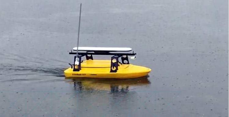Shallow Inland Water Bathymetry Using the Kongsberg GeoAcoustics GeoSwath System Fitted to an USV usv picture